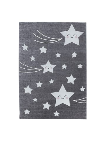 KADIMA DESIGN Teppich Kinder Sterne Polypropylen saugroboter Kurzflor Kinderzimmer in Grau