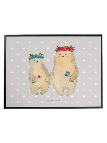 Mr. & Mrs. Panda schreibtischunterlage Bären mit Blumenkranz ohn... in Grau Pastell