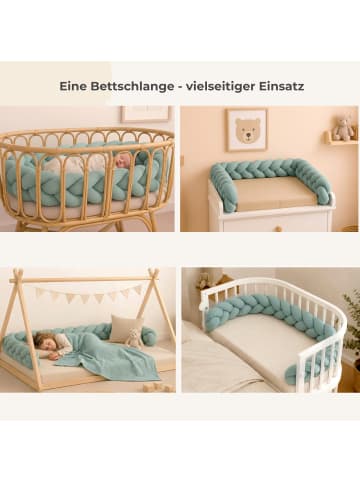 nordic coast company  Bettschlange geflochten weicher Waffelstoff Baumwolle Mint