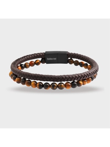 Adeliás Unisex Armband aus Leder mit Perle 23 cm in braun