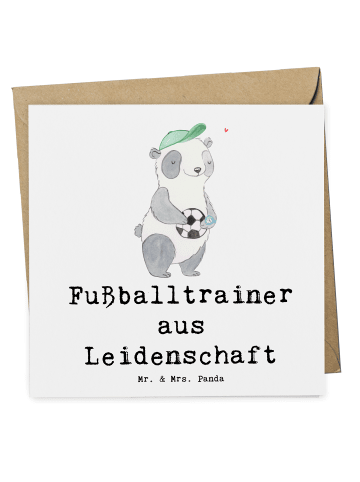 Mr. & Mrs. Panda Deluxe Karte Fußballtrainer Leidenschaft mit Sp... in Weiß