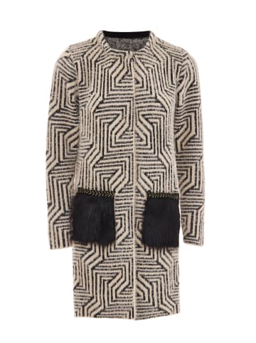 faina Damen Strickjacke in Beige Schwarz