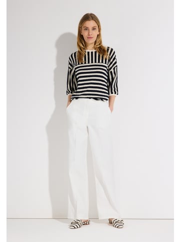 More & More gestreiftes 3/4 Arm-Baumwollshirt in marine/offwhite