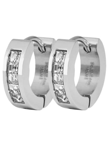 Adeliás Damen Ohrringe – Creole aus Edelstahl mit Strass Steinchen in silber