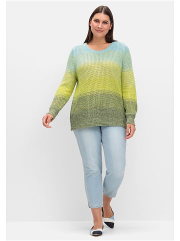 sheego Rippstrickpullover in grün meliert