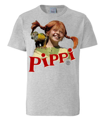 Logoshirt Print T-Shirt Pippi Langstrumpf in grau-meliert