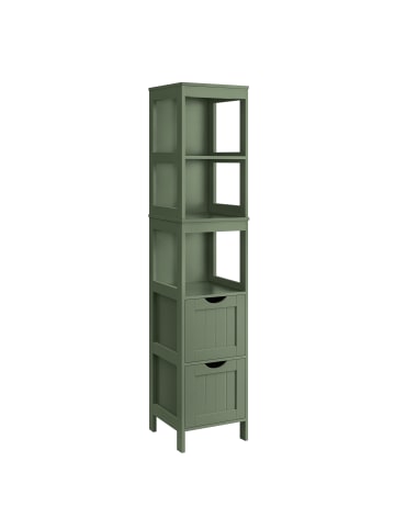 VASAGLE Badezimmerschrank Sofie in Waldgrün - (B)30 x (H)141.5 x (T)30 cm