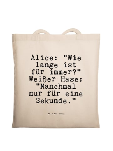 Mr. & Mrs. Panda Tote Bag AliZeichen: "Wie lange ist... mit Spruch in Creme