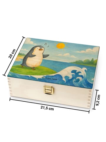 Mr. & Mrs. Panda Teebox Pinguin Surfer Design ohne Spruch in Weiß
