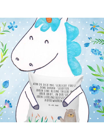 Mr. & Mrs. Panda Kissen 40x40 Otter Stein mit Spruch in Weiß