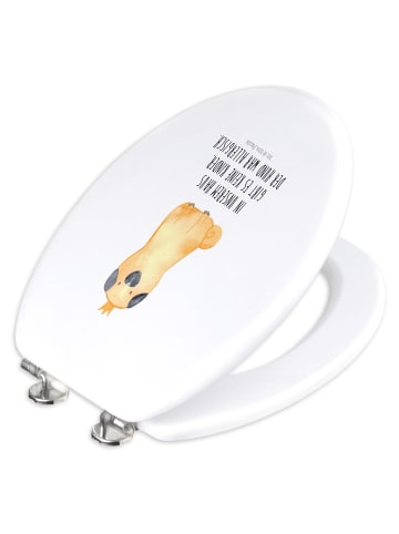 Mr. & Mrs. Panda Toilettensitz Mops Krone mit Spruch in Weiß