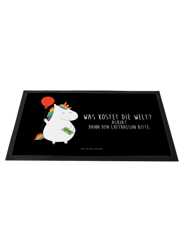 Mr. & Mrs. Panda Fußmatte Einhorn Luftballon mit Spruch in Schwarz
