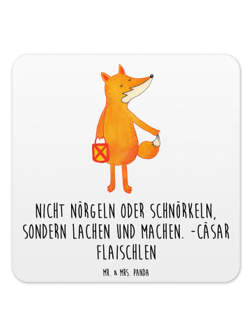 Mr. & Mrs. Panda Bierdeckel Fuchs Laterne mit Spruch in Weiß