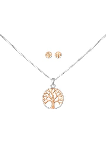 Alexander York Schmuckset TREE OF LIFE in 925 Sterling Silber mit Rosé-Gold, 4-tlg.