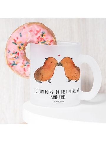 Mr. & Mrs. Panda Glas Capybara Liebe mit Spruch in Transparent