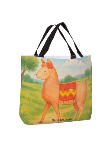 Mr. & Mrs. Panda Stofftasche Alpaka Stolz Design ohne Spruch in Weiß