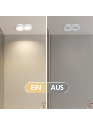 ZMH Deckenleuchte in weiß 2-flammige GX53 mit Gips Lampenschirm rund Modern