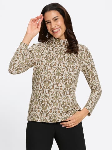 WITT WEIDEN Stehkragen-Shirt in schilf-champagner-bedruckt