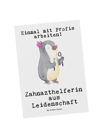 Mr. & Mrs. Panda Postkarte Zahnarzthelferin Leidenschaft mit Spruch in Weiß