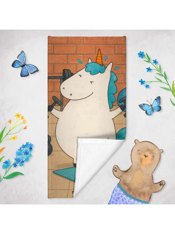 Mr. & Mrs. Panda sporthandtuch Einhorn Fitness Design ohne Spruch in Weiß