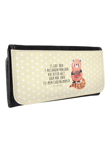 Mr. & Mrs. Panda Portemonnaie für Damen Roter Panda mit Spruch in Gelb Pastell