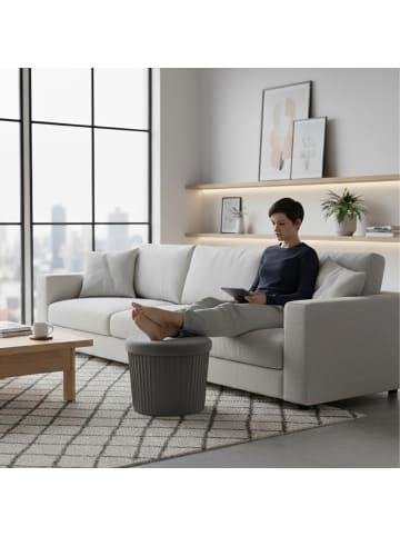 relaxdays Hocker in Dunkelgrau - (H)38 x Ø 38 cm