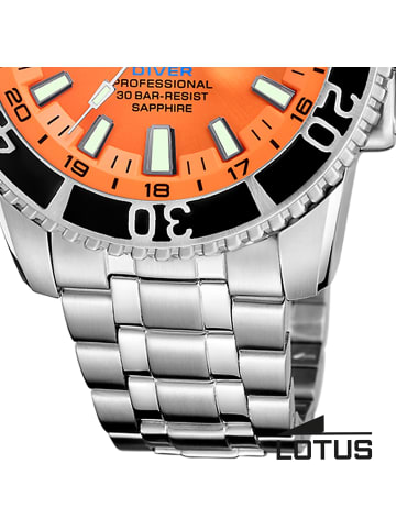 Lotus Chronograph-Armbanduhr Lotus Classic silber, orange extra groß (ca. 46,3mm)