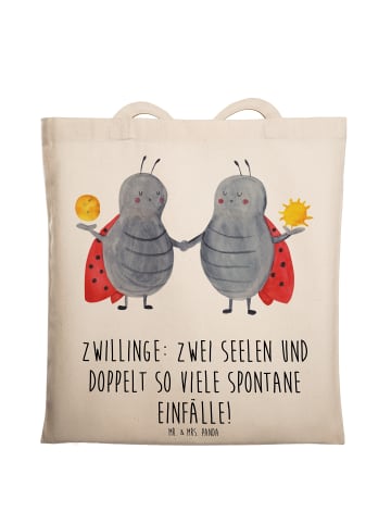Mr. & Mrs. Panda Tote Bag Zwillinge Abenteuer mit Spruch in Creme
