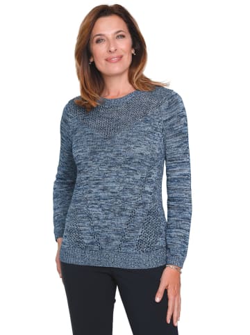 GOLDNER Kurzgröße:  Pullover Pullover mit Glanzgarn in blau / melange