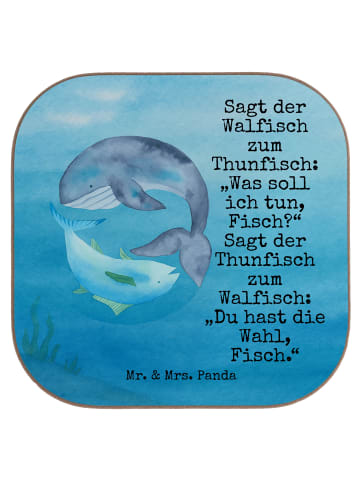 Mr. & Mrs. Panda Bierdeckel Walfisch Thunfisch Design mit Spruch in Weiß