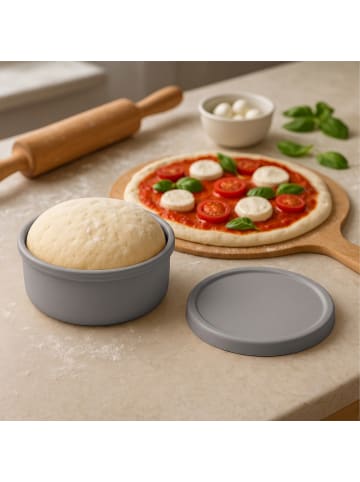 relaxdays 4 x Pizzaballenbox in Dunkelgrau - (H)6,5 x Ø 14,5 cm