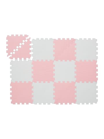 relaxdays 12tlg. Puzzlematte in Rosa/ Weiß - (B)114 x (T)86 cm