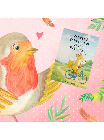 Mr. & Mrs. Panda Beileidskarte Fuchs Fahrrad fahren Design mit S... in Weiß