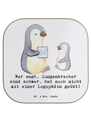 Mr. & Mrs. Panda Untersetzer mit Spruch Training mit Logopädin m... in Weiß