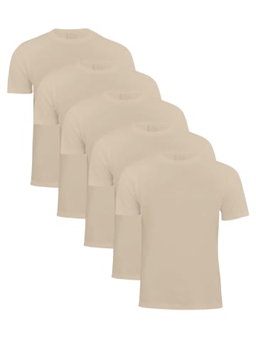 Cotton Prime® 5er Pack T-Shirt Basic O-Neck in Beige