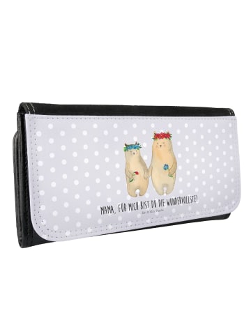 Mr. & Mrs. Panda Geldbeutel Damen Bären mit Blumenkranz mit Spruch in Grau Pastell