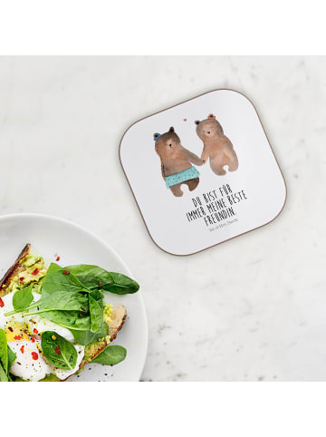 Mr. & Mrs. Panda Glasuntersetzer Bär Freundin mit Spruch in Weiß