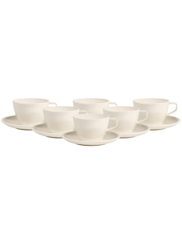 Villeroy & Boch 6er Set Café au Lait-Tassen mit Untertassen Artesano Original 260 ml in weiß