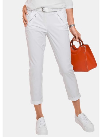 GOLDNER Kurzgröße:  Lässige Chinohose mit Peach-Finish in weiß
