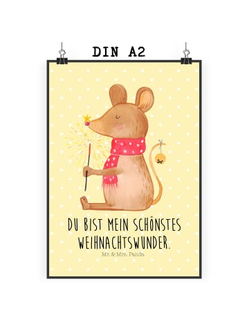 Mr. & Mrs. Panda Bild Maus Weihnachten mit Spruch in Gelb Pastell