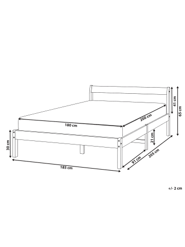 Beliani Doppelbett MADONE in Weiß - (W) 185 x (H) 65 x (L) 205 cm