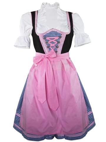 Edelnice Mini Dirndl 3-teilig in blau, rosa, schwarz