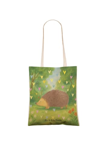 Mr. & Mrs. Panda Tasche Igel Herzen Design ohne Spruch in Weiß