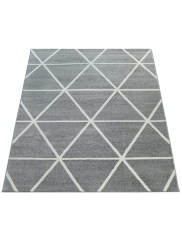 KADIMA DESIGN Teppich Kurzflor Geometrische Motive Wohnzimmer schmutzabweisend in Grau