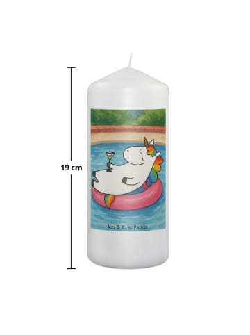 Mr. & Mrs. Panda Kerze Einhorn Blümchentail Design ohne Spruch in Weiß