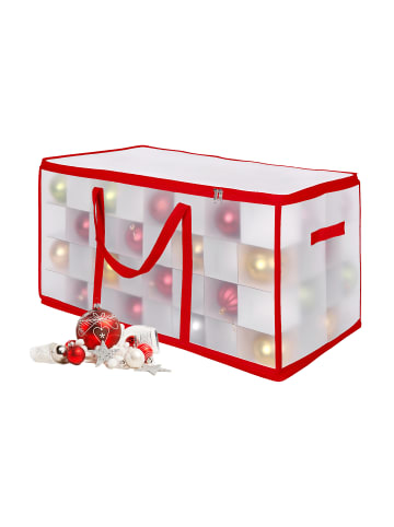 relaxdays Weihnachtskugel-Aufbewahrungsbox in Transparent/ Rot - (B)73 x (H)37 x (T)36 cm