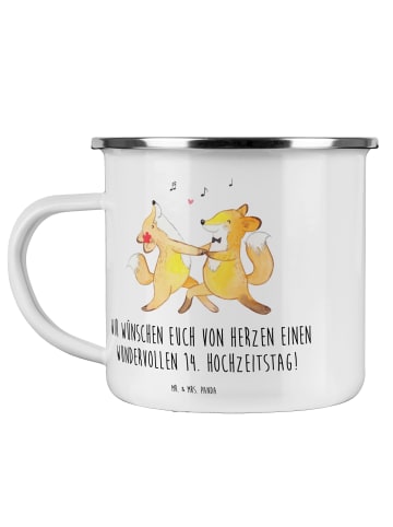 Mr. & Mrs. Panda Becher Emaille 14. Hochzeitstag Elfenbeinhochze... in Transparent