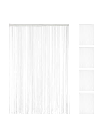 relaxdays 5x Fadenvorhang in Weiß - (L)245 x (B)145 cm