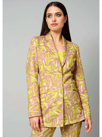 Alba Moda Grafischer Printblazer mit Pattentasche in beige / limette