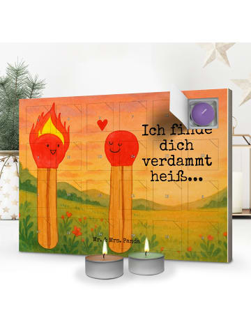 Mr. & Mrs. Panda Adventskalender Streichhölzer Design mit Spruch in Weiß